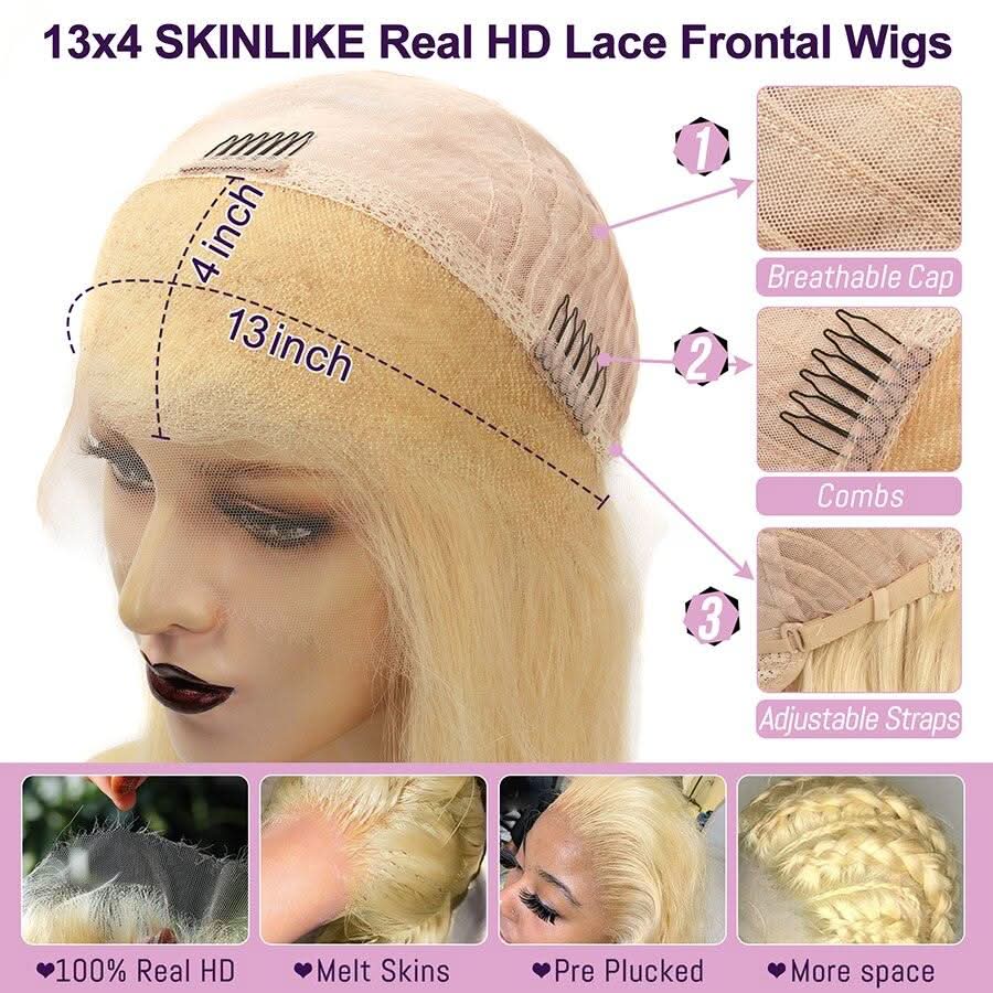 Upgrade 2.0 | 613 Blonde Skinlike Real HD 13x4 Lace Full Frontal Wig Straight Glueless Wig - Image 8