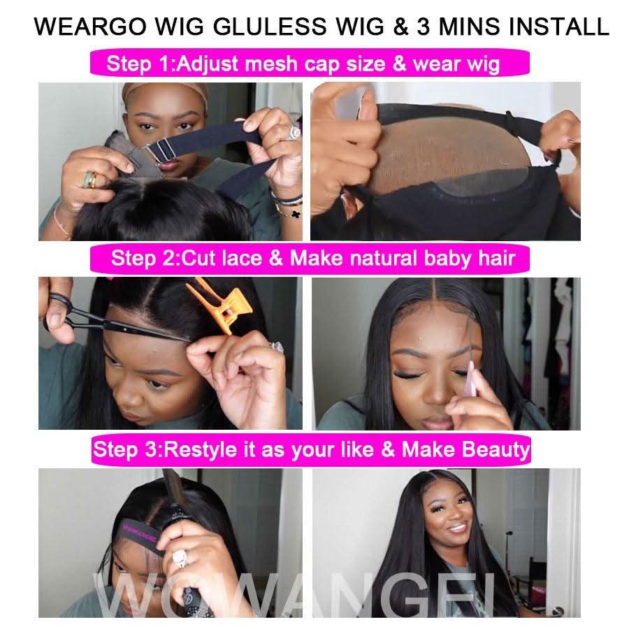 WOWANGEL 7x7 Straight Skinlike Real HD Lace Closure Wig 250% Density Glueless Wig - Image 4