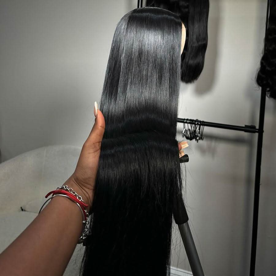 WOWANGEL Jet Black 13X6 HD Lace Full Frontal Wig Straight Clean Hairline - Image 6