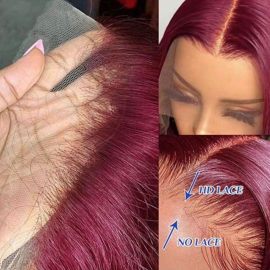 Clearance Deal | Burgundy 99J 13x6 Skinlike Real HD Lace Wig Straight Short BOB - Image 2
