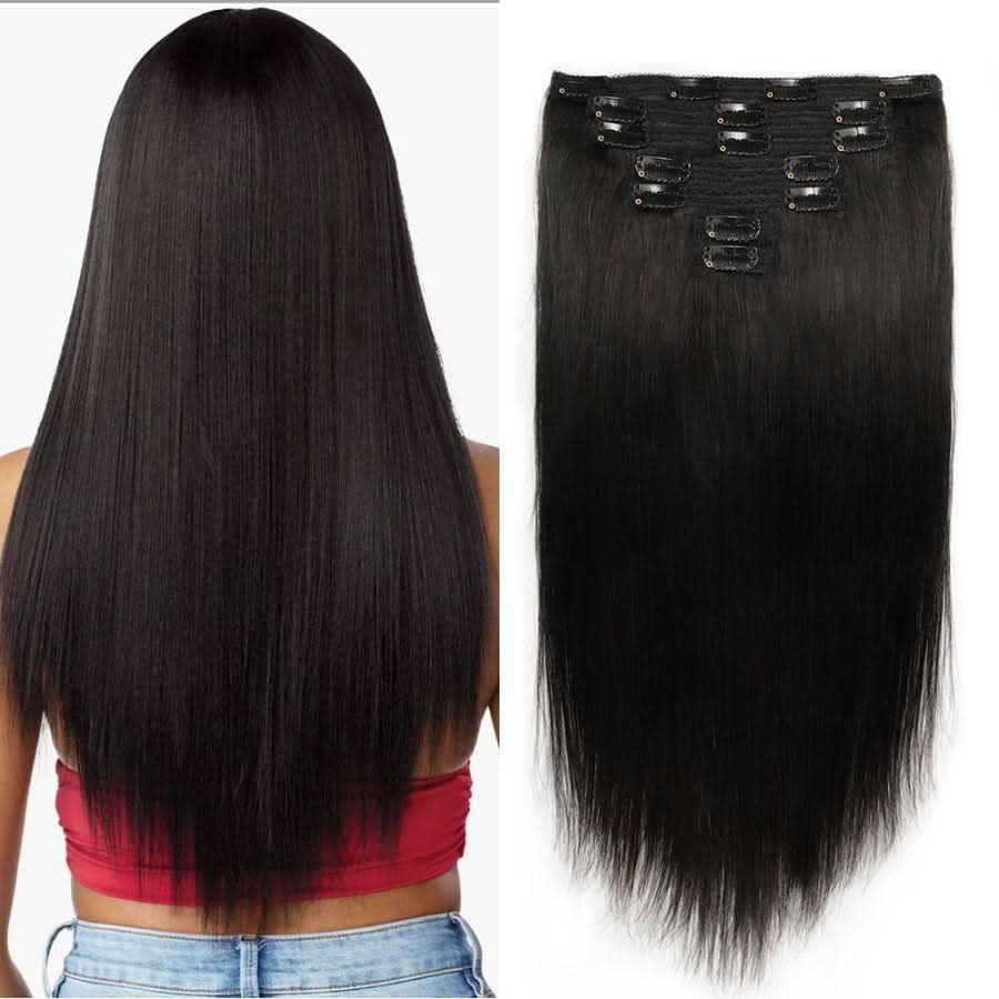 USA Shipping | Straight Classic Lace Weft Clip Ins Hair Extensions - Image 2
